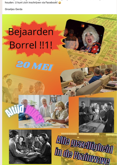 Bejaarden borrel Facebook