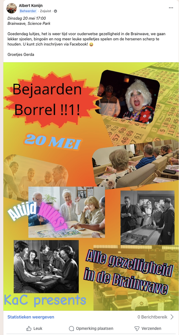 Bejaarden borrel Facebook